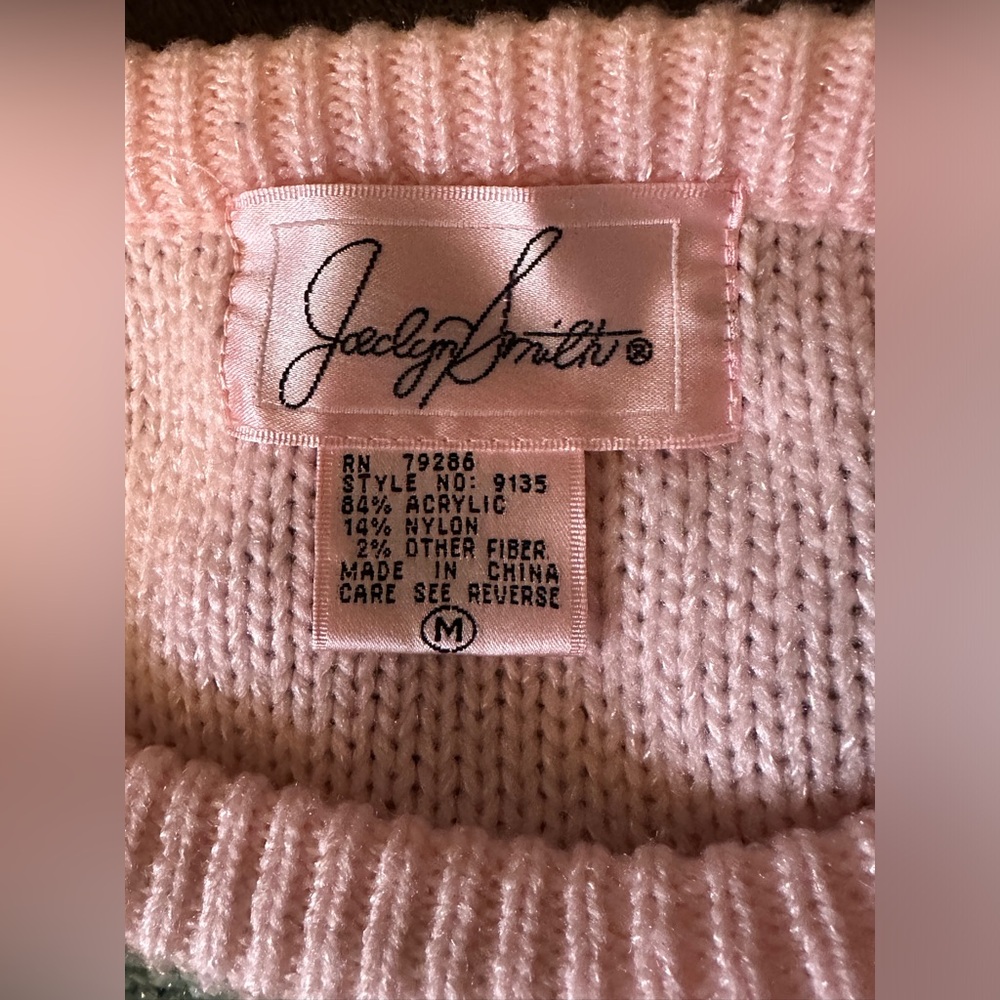 Vintage Jaclyn Smith Pastel Applique Beaded Sweater 80s Vaporwave 1980s Pink - Picture 6 of 6